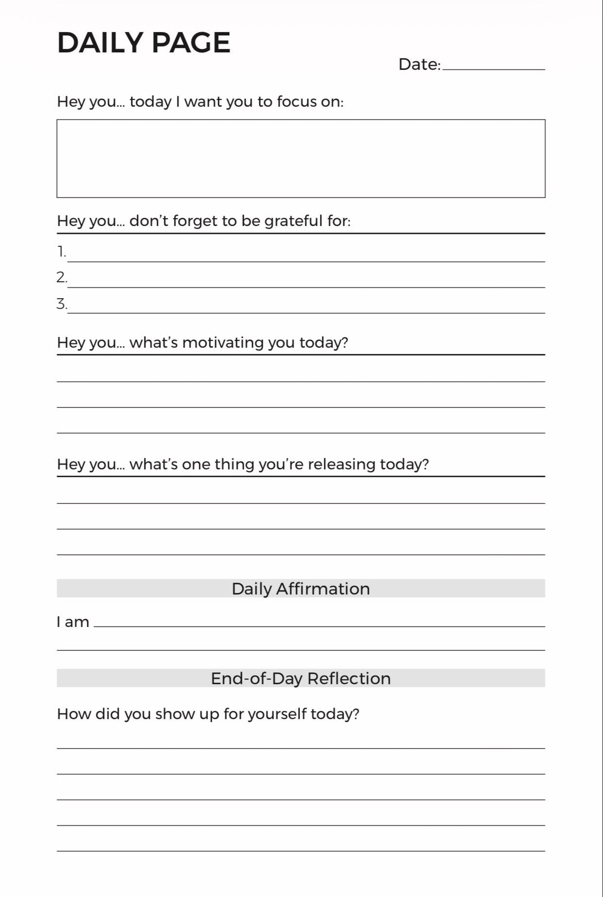 Hey You A Journal for Becoming, Healing and Growing